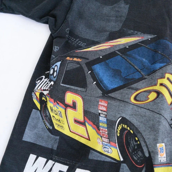 Vintage Chase Race Wear Y2K Black "Miller We Race for Beer" Brad Keselowski Tee - Picture 8 of 16